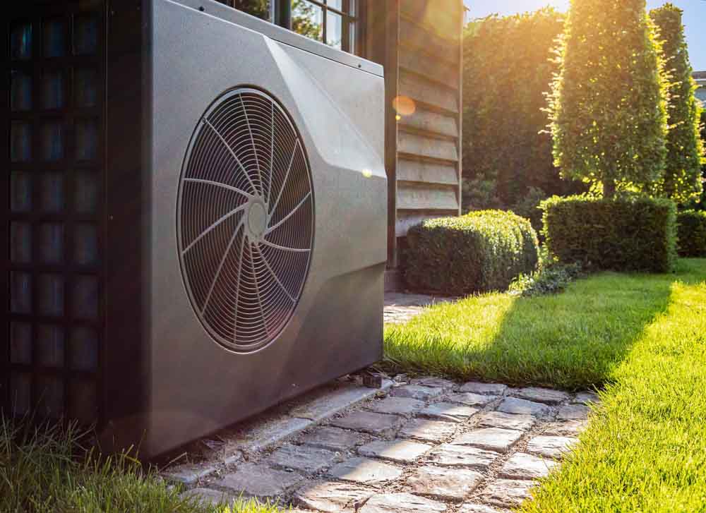 Air heat pump near pool house outdoor Princeton, MN