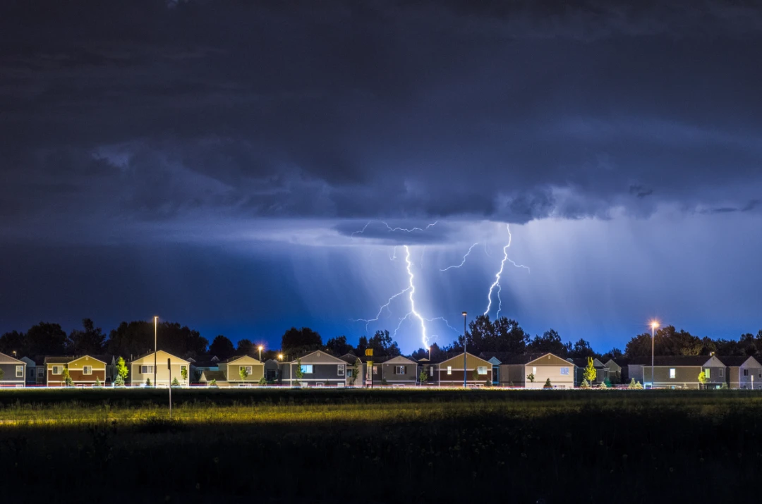 A neighborhood in a storm