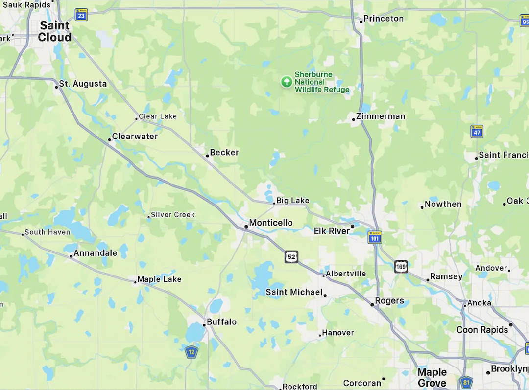 A map showing Rol Air's service area